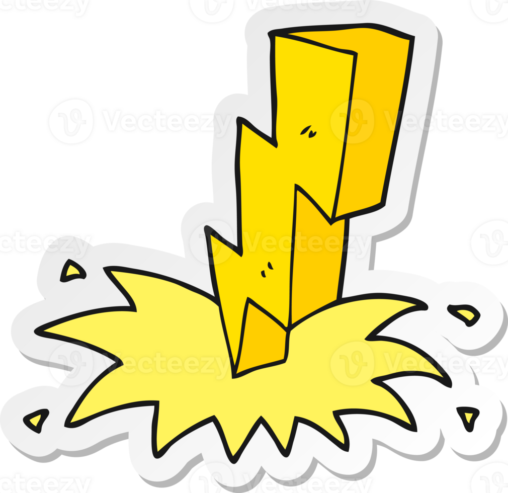 sticker of a cartoon lightning bolt png
