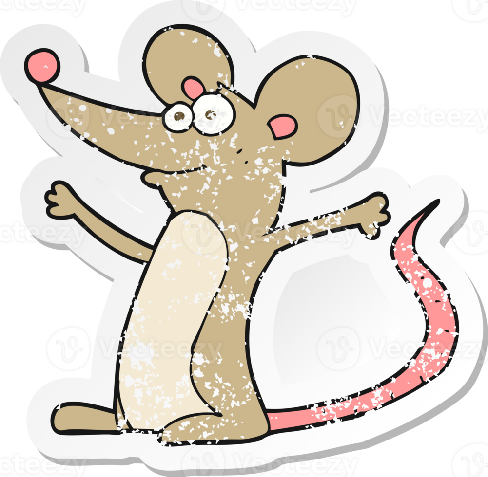 retro distressed sticker of a cartoon mouse png