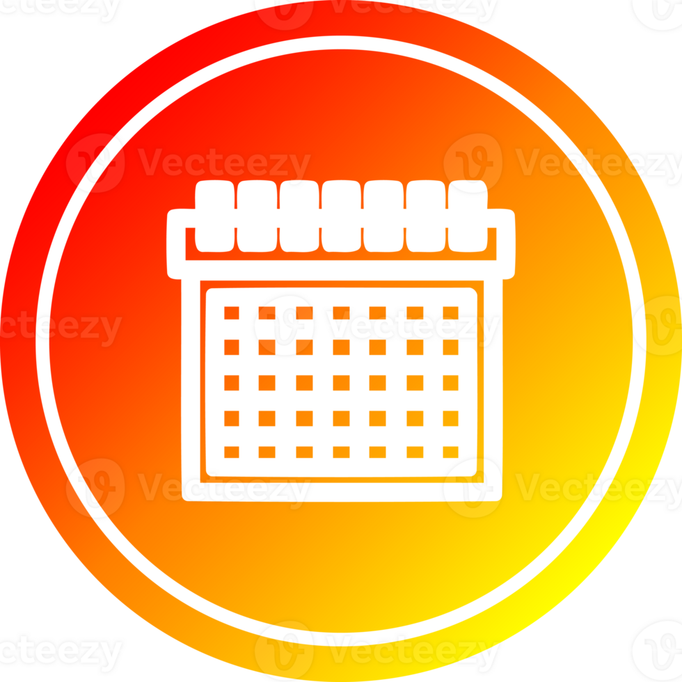 monthly calendar circular in hot gradient spectrum png