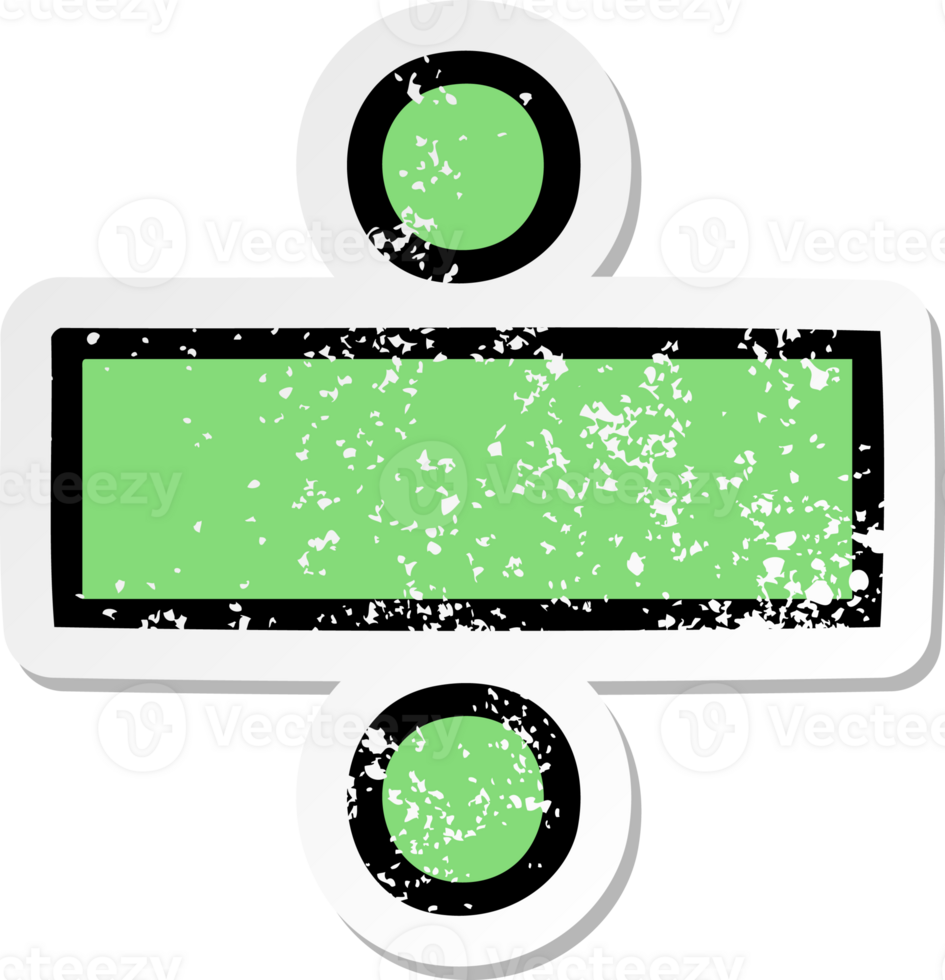 distressed sticker of a cute cartoon division symbol png