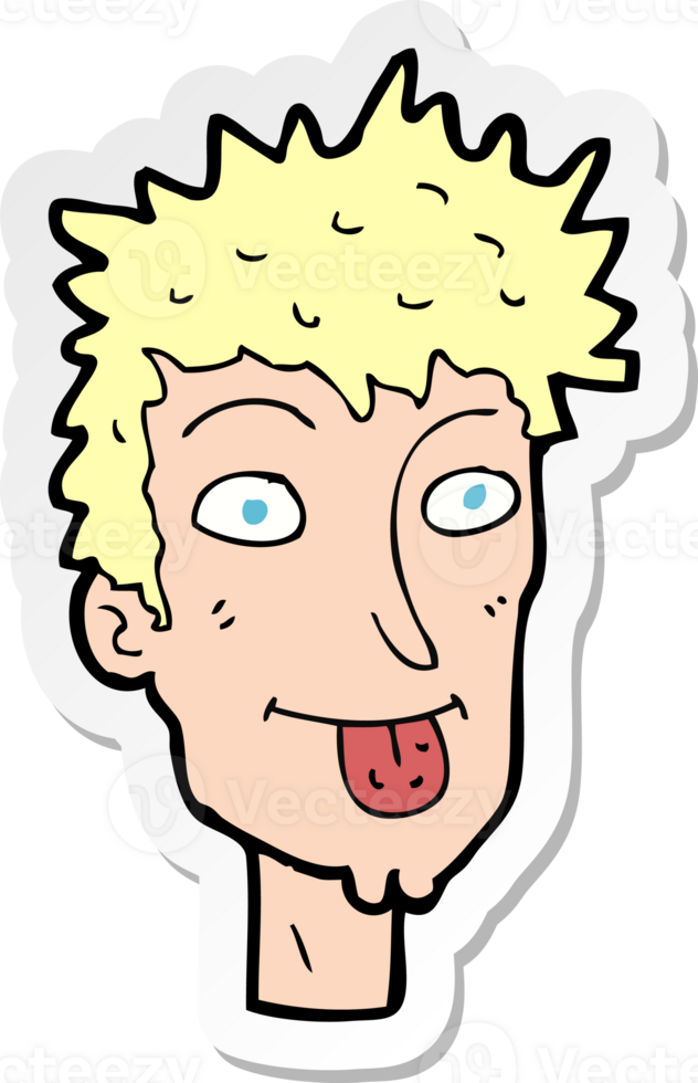 sticker of a cartoon man sticking out tongue png