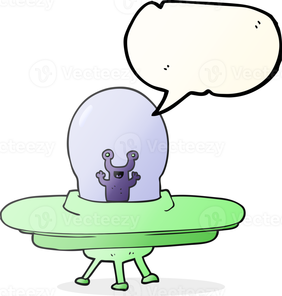 freehand drawn speech bubble cartoon alien spaceship png