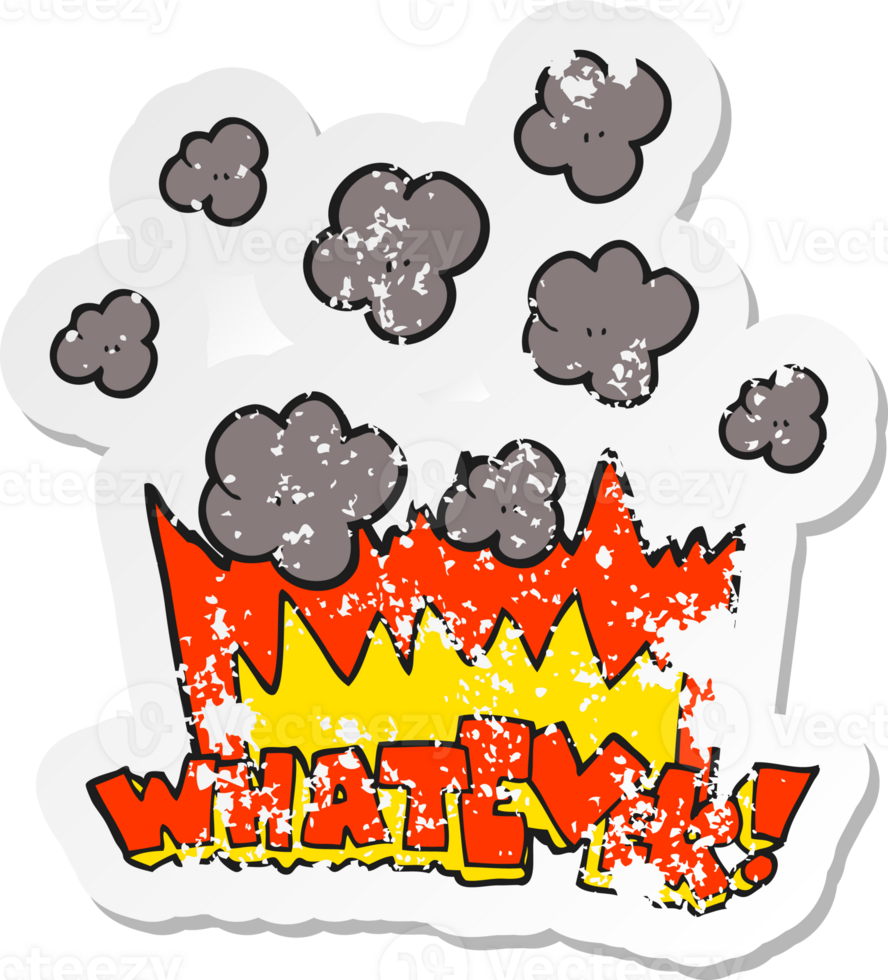 retro distressed sticker of a cartoon Whatever shout png