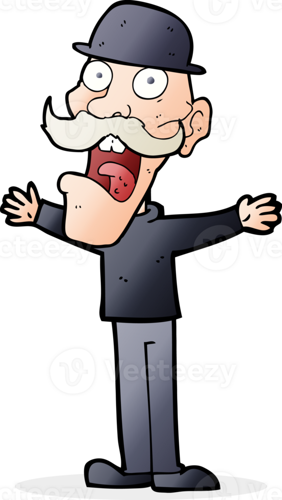 cartoon man wearing bowler hat png