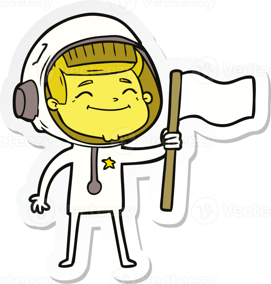 sticker of a happy cartoon astronaut png