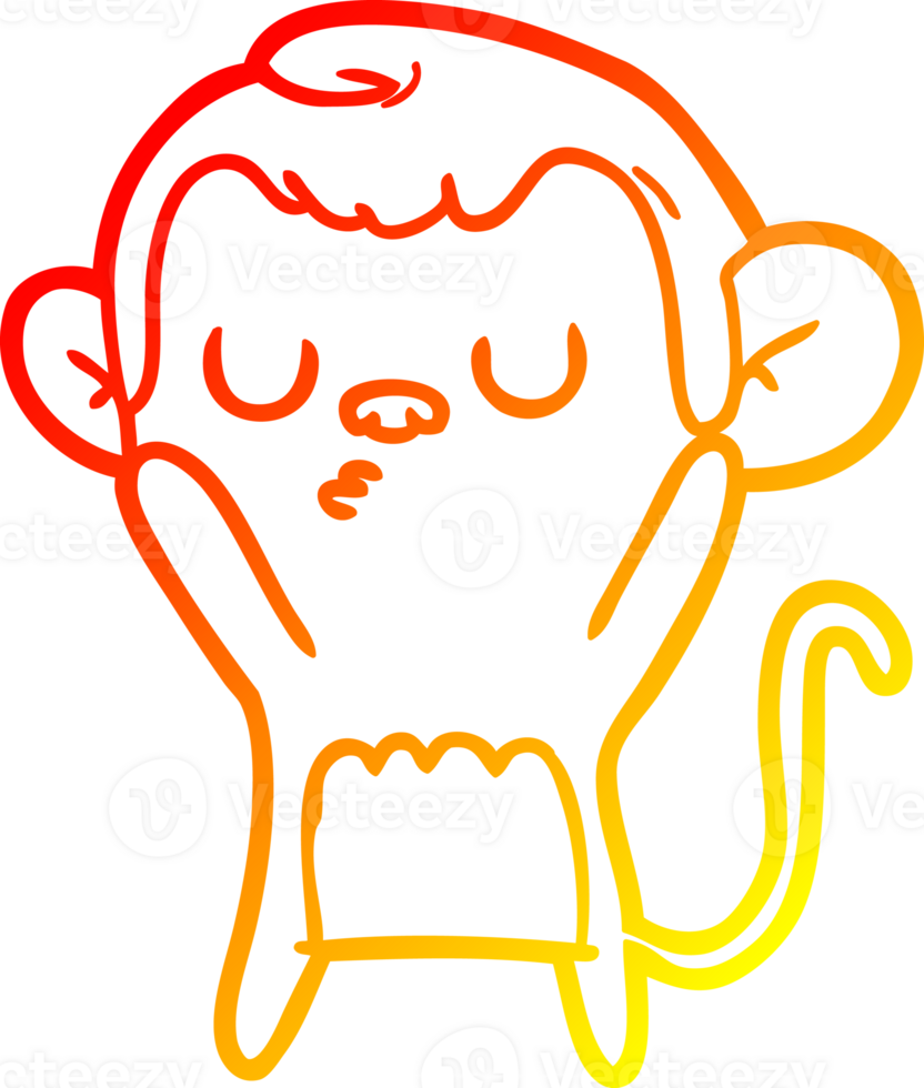 warm gradient line drawing cartoon monkey png