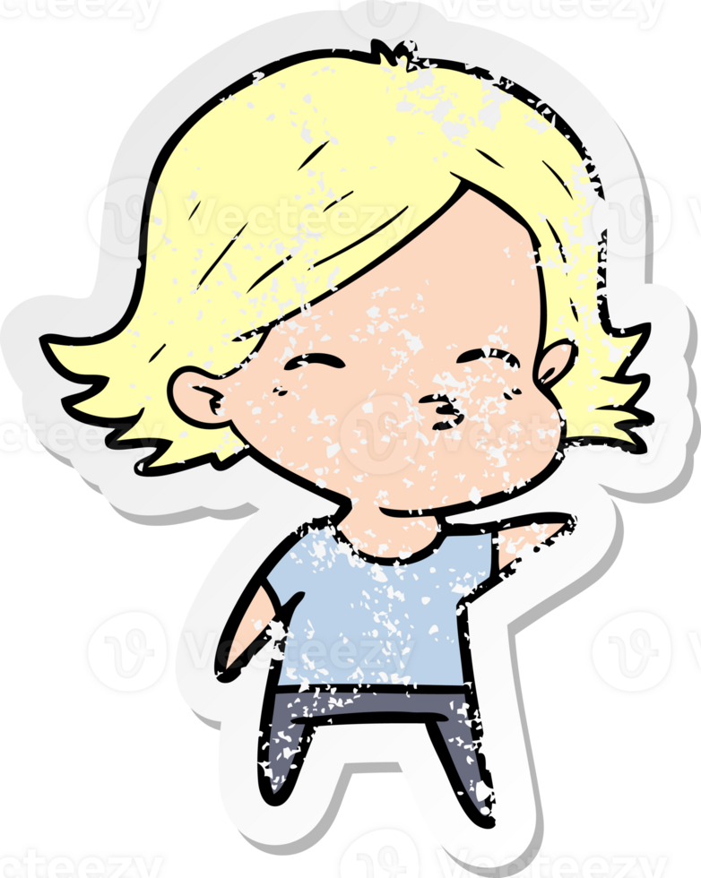 distressed sticker of a cartoon woman png