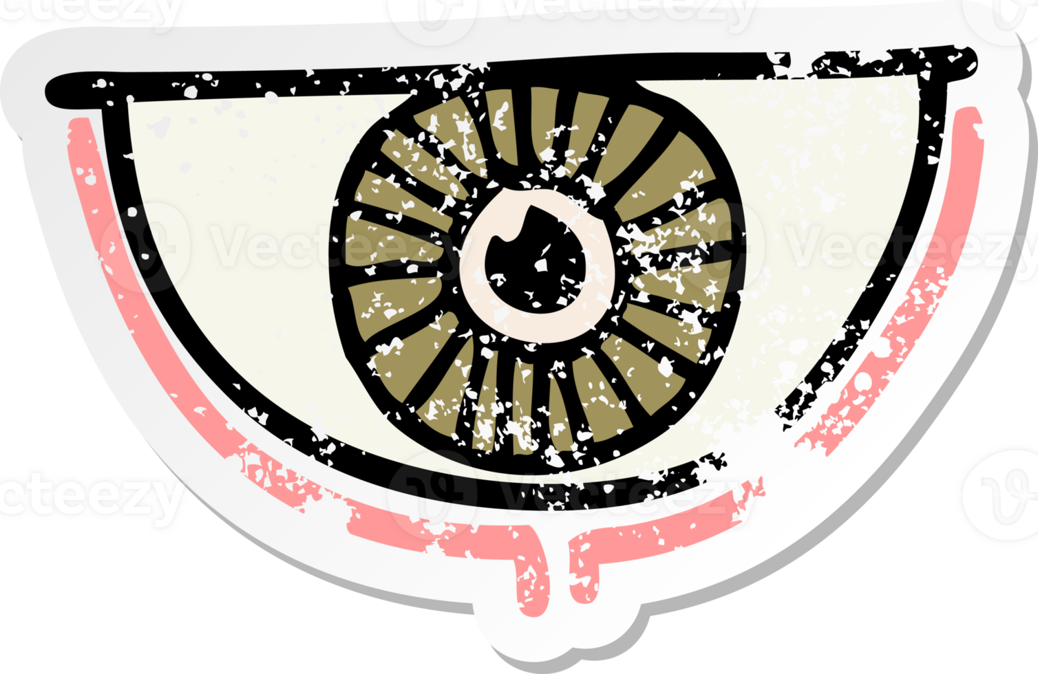distressed sticker of a cartoon eye symbol png