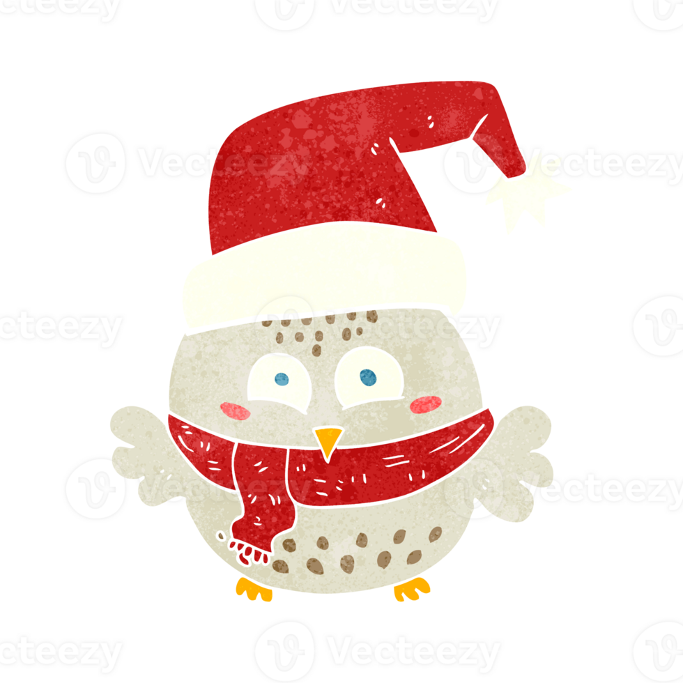 retro cartoon cute christmas owl png