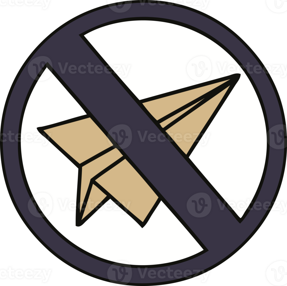 cute cartoon no paper aeroplane sign png