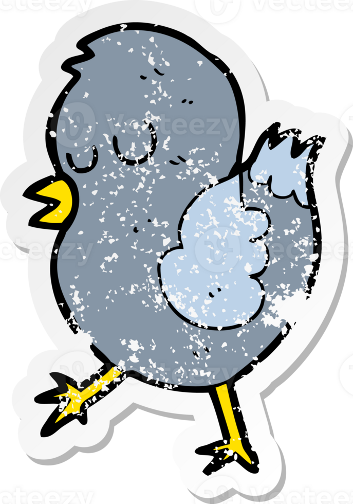 distressed sticker of a cartoon bird png