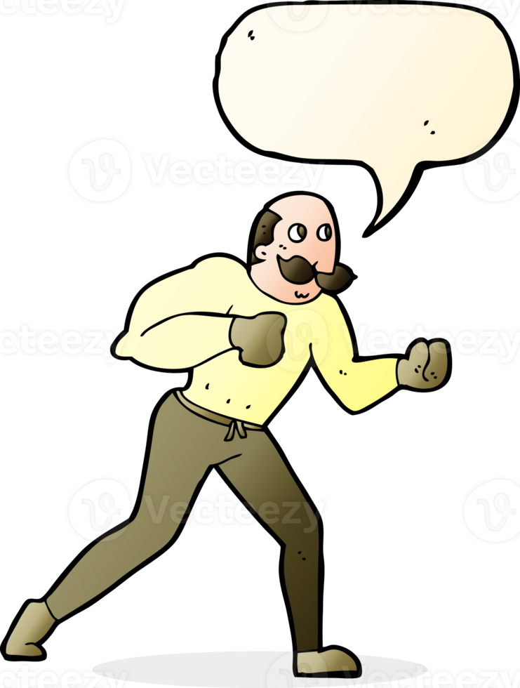 cartoon retro boxer man with speech bubble png