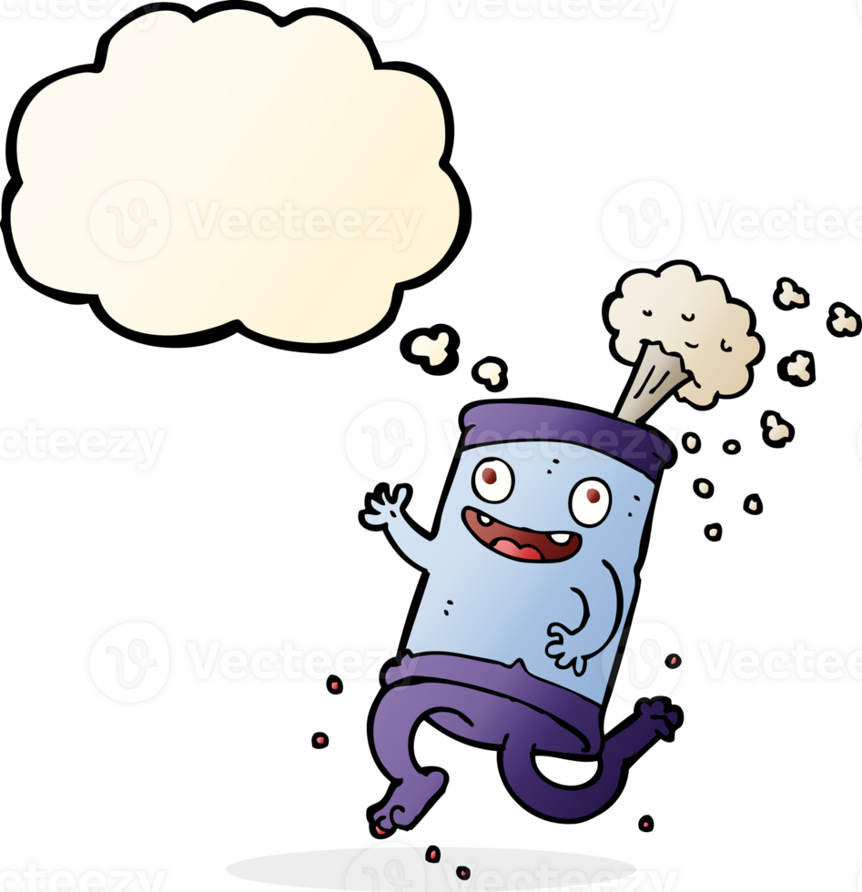 cartoon crazy soda can with thought bubble png