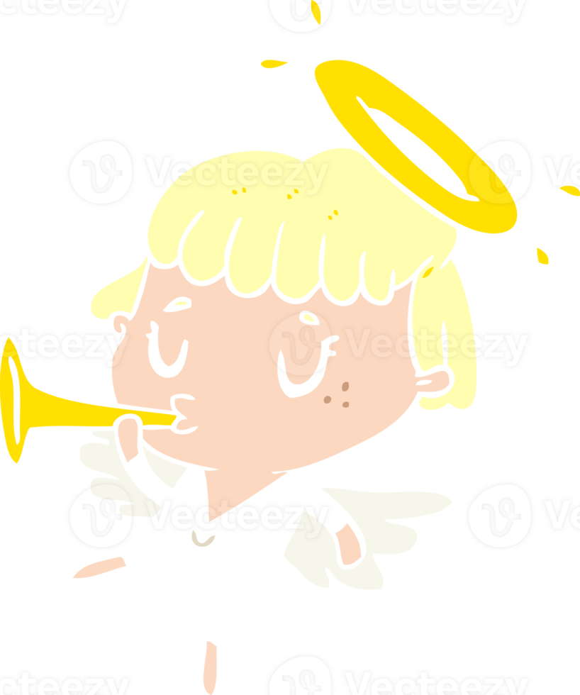 anjo bonito dos desenhos animados de estilo de cor plana png