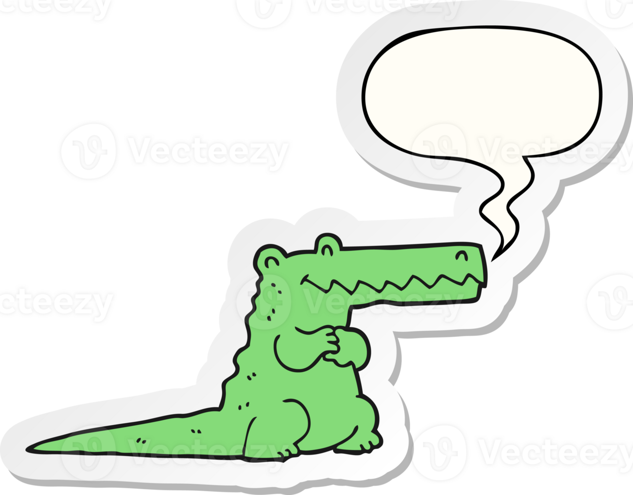 cartoon crocodile and speech bubble sticker png