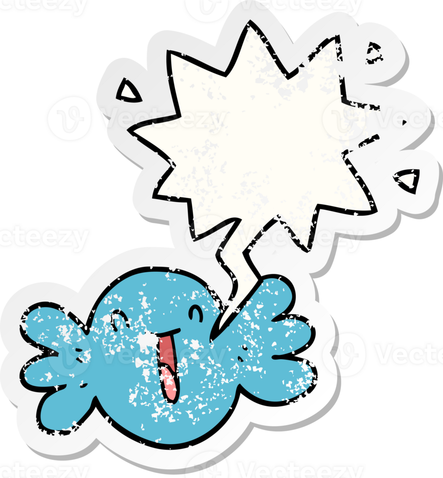 cartoon happy candy and speech bubble distressed sticker png