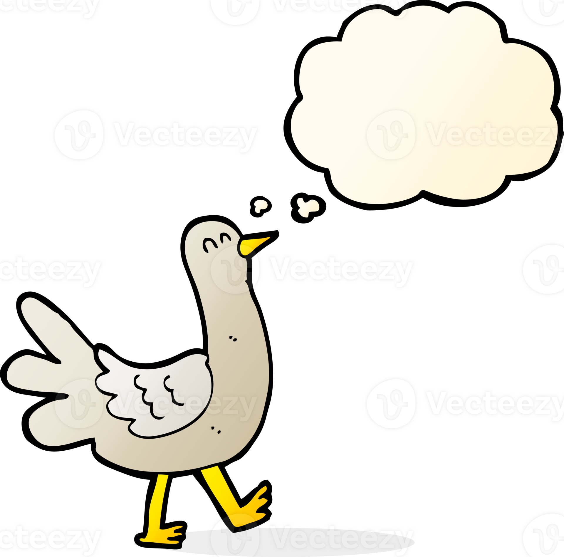 cartoon walking bird with thought bubble 44296635 PNG