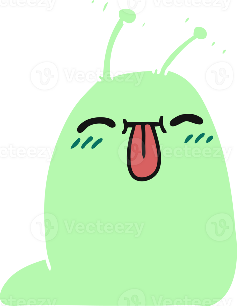 cartoon of a happy kawaii slug png