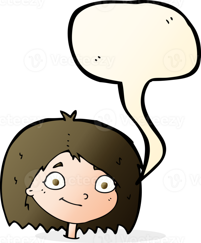 cartoon happy female face with speech bubble png