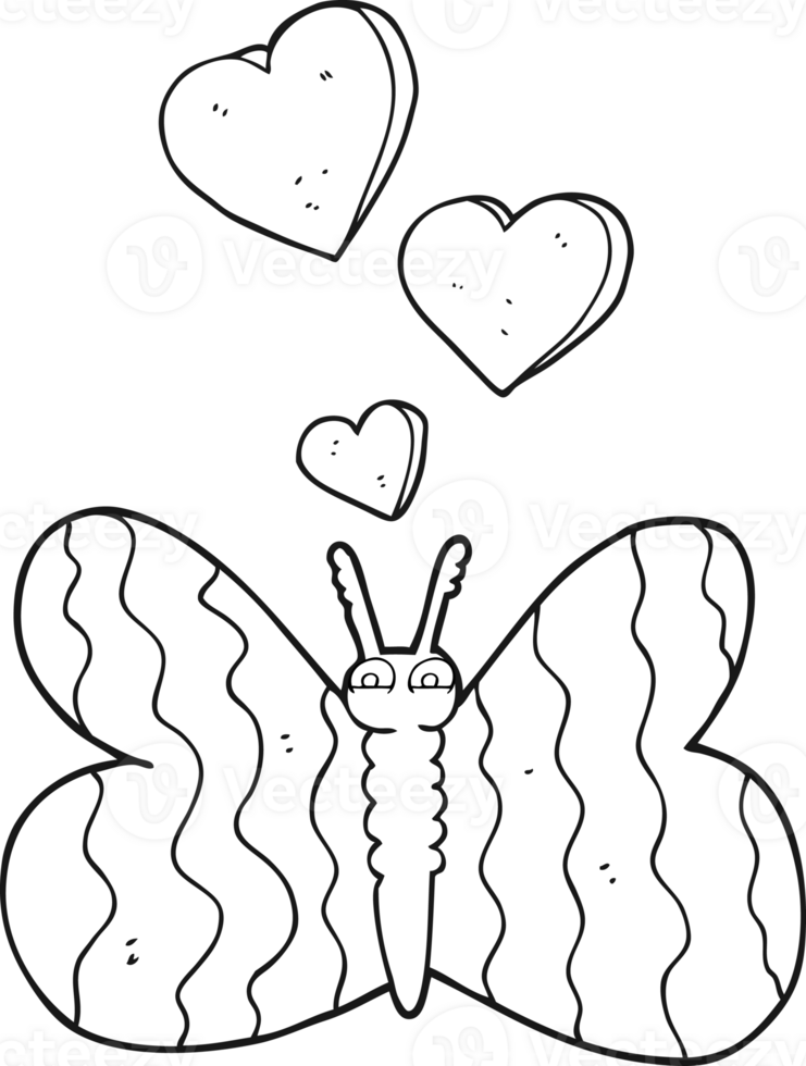 black and white cartoon butterfly png