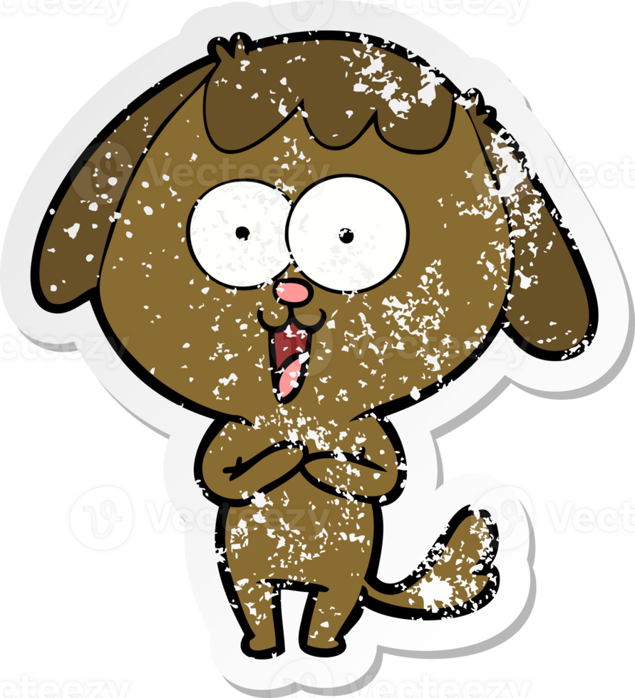 distressed sticker of a cute cartoon dog png