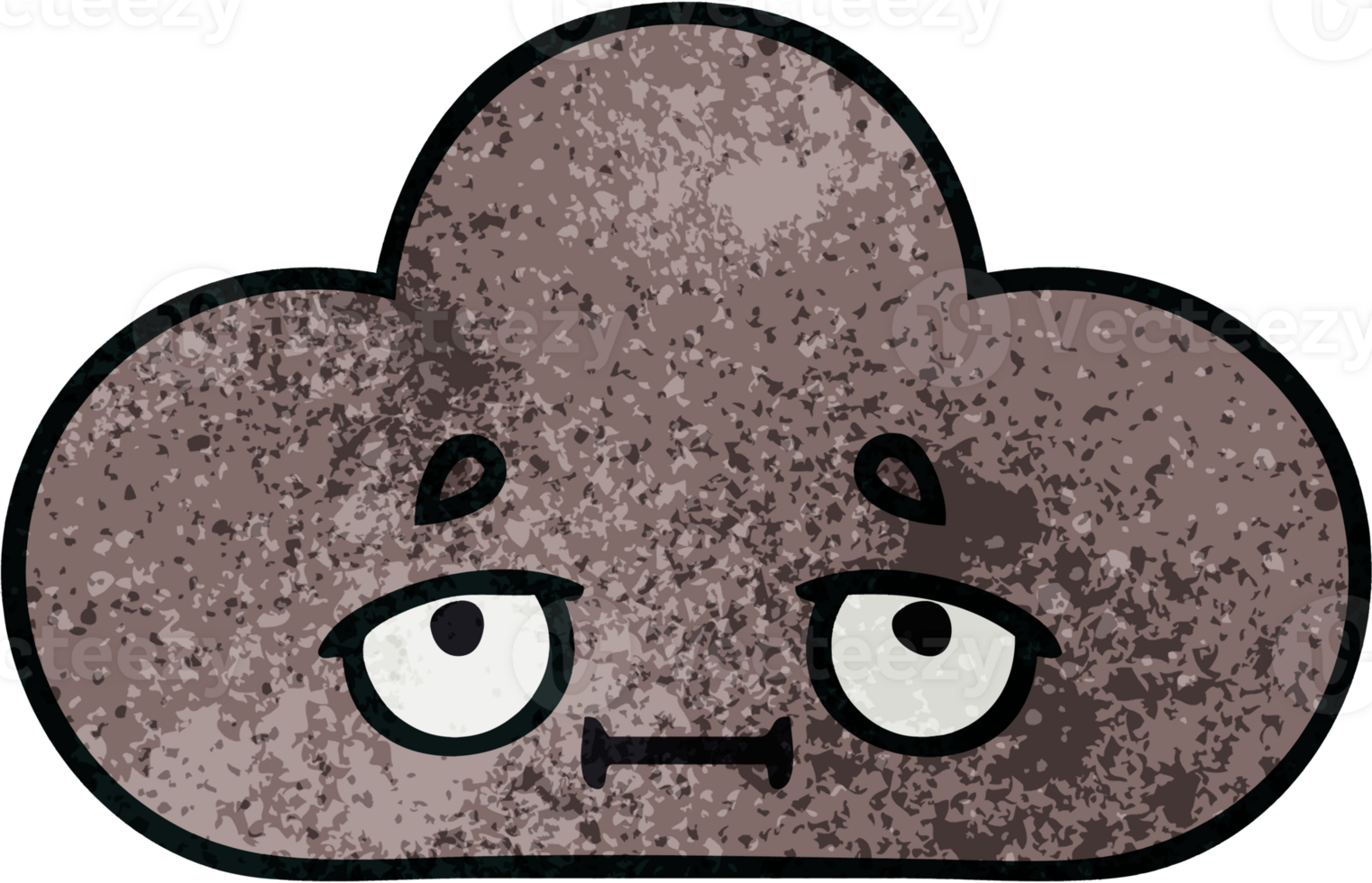 retro grunge texture cartoon storm cloud png