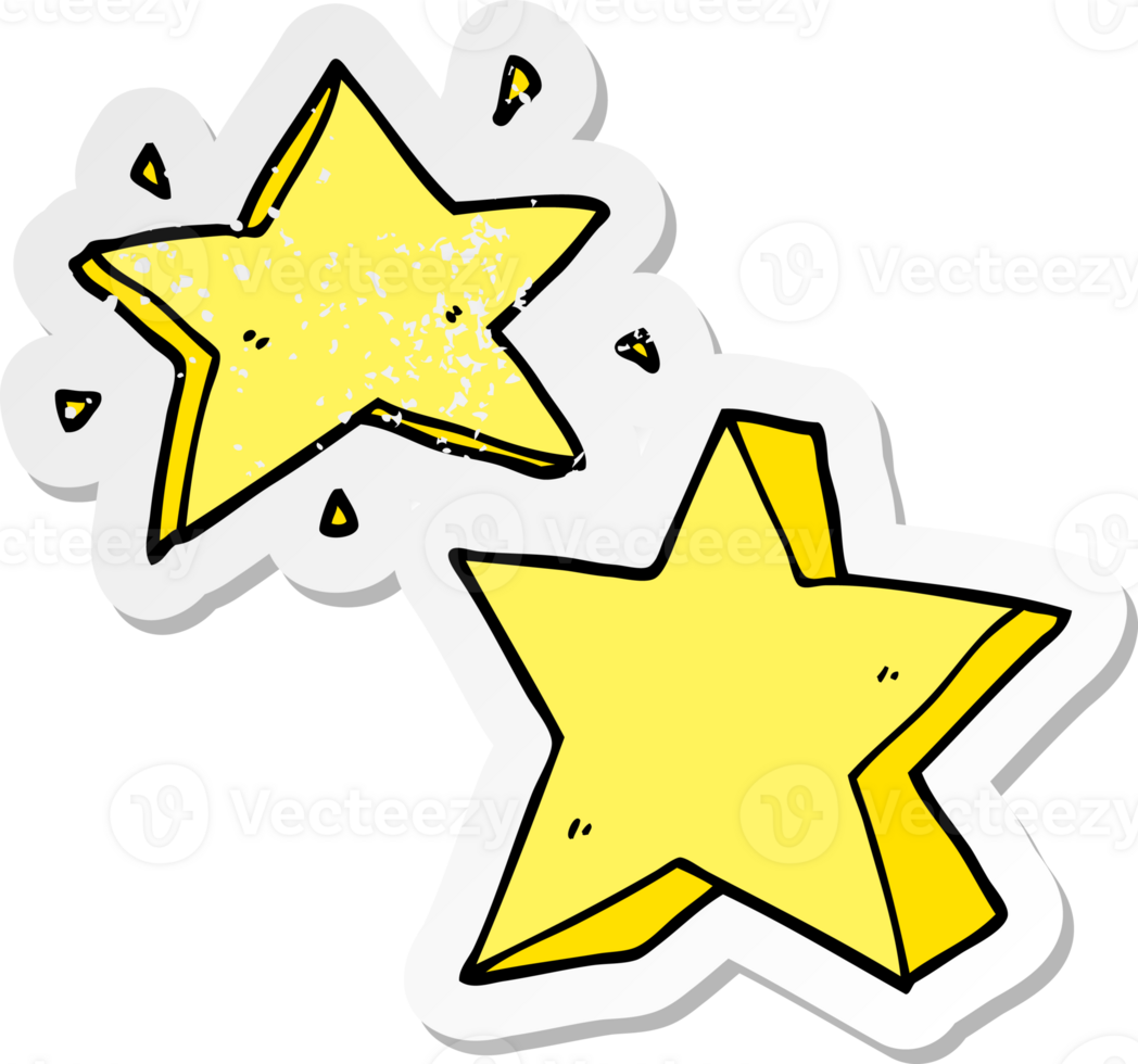 distressed sticker of a cartoon star png