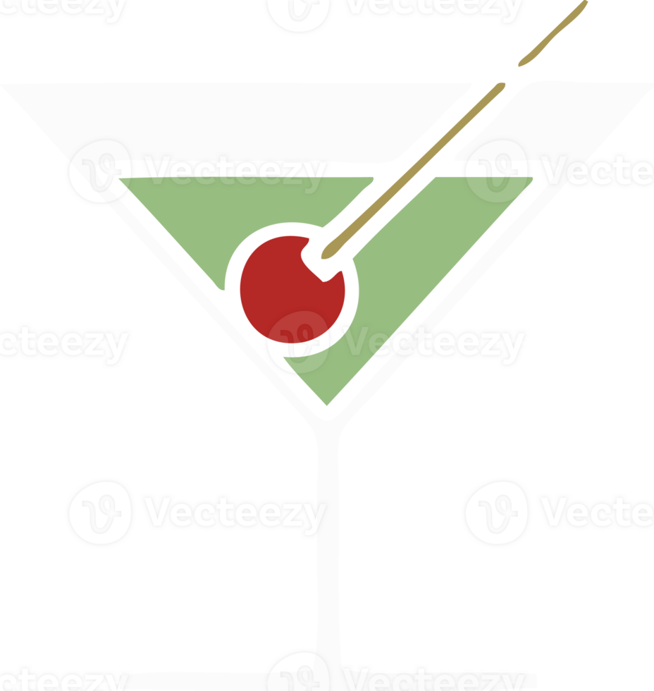 flat color retro cartoon fancy cocktail png