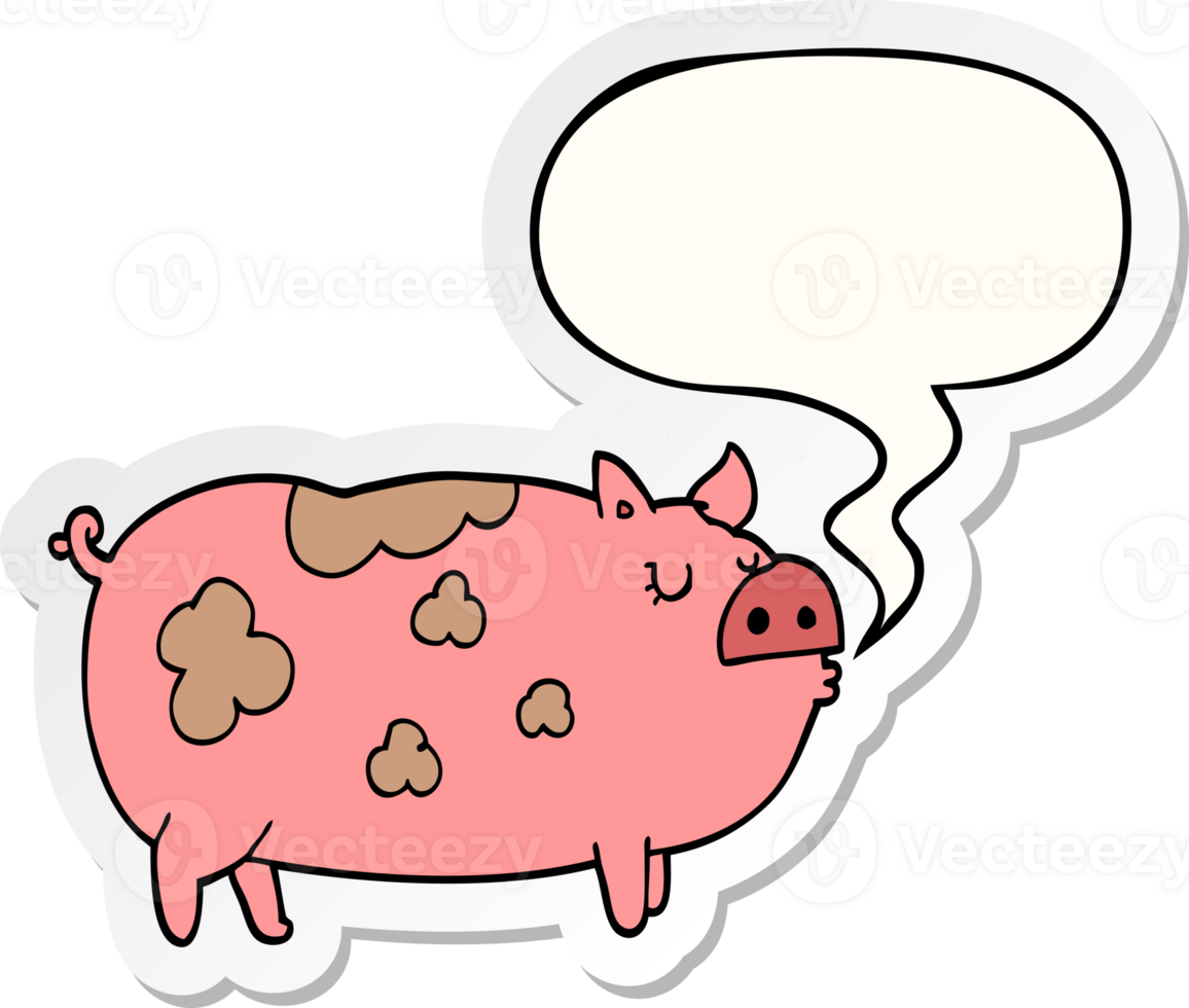 cartoon pig and speech bubble sticker png