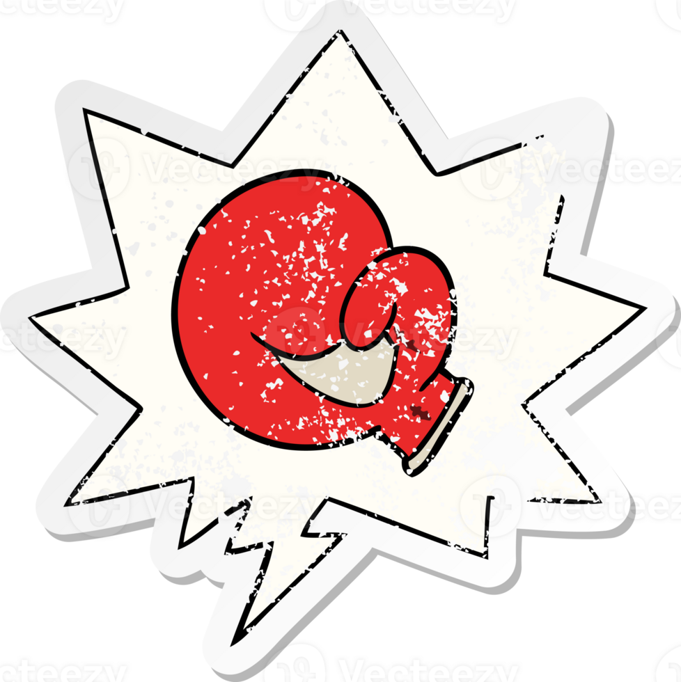 boxing glove cartoon and speech bubble distressed sticker png