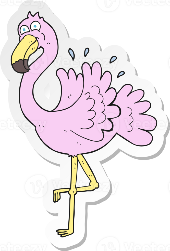 sticker of a cartoon flamingo png