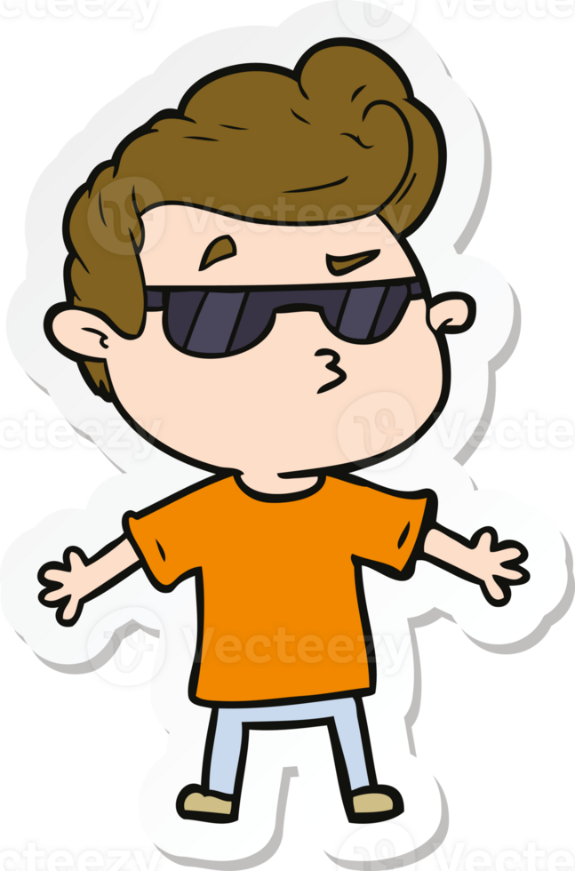 sticker of a cartoon cool guy png