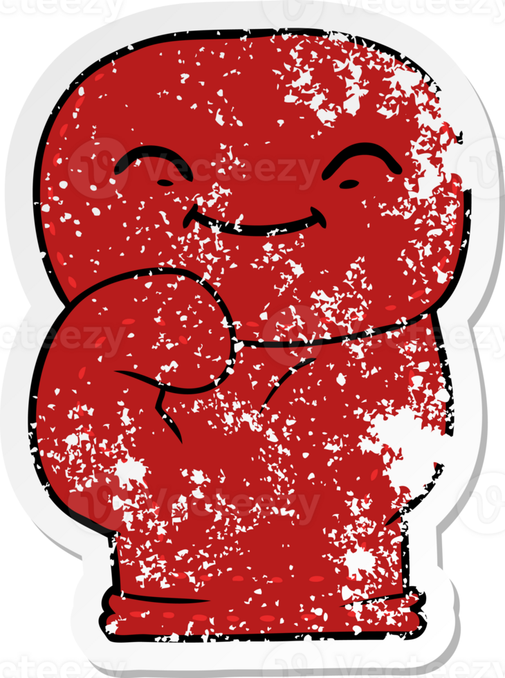 distressed sticker of a cartoon boxing glove png