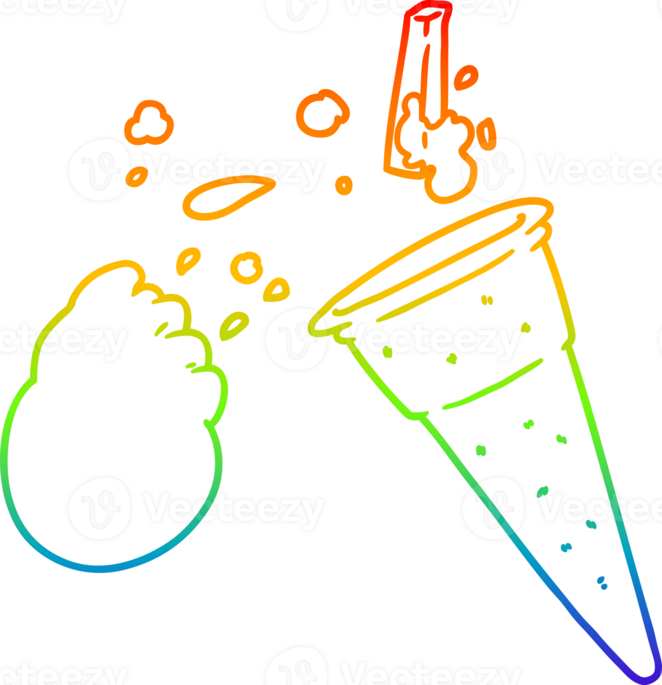 rainbow gradient line drawing cartoon ice cream png