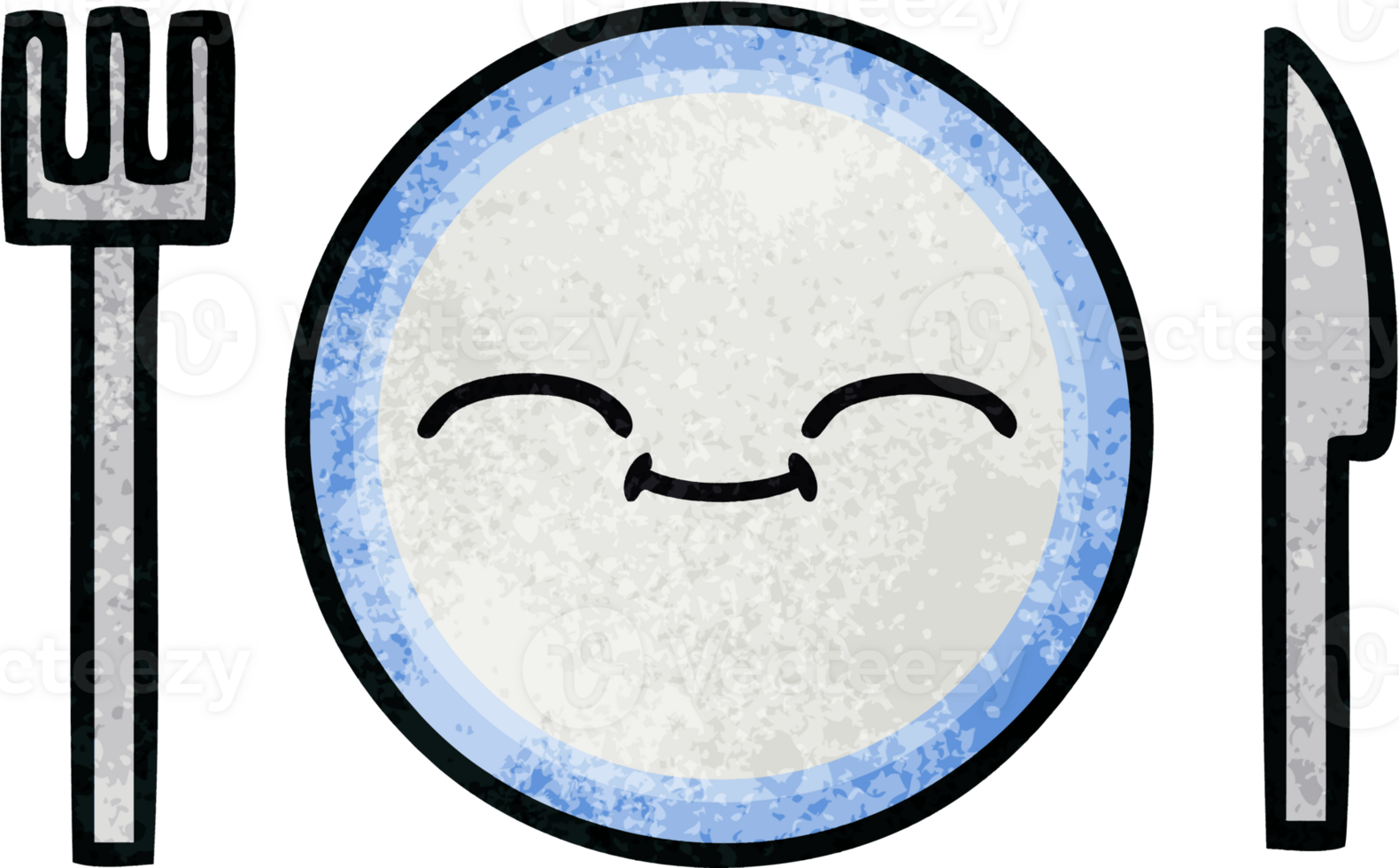 retro grunge texture cartoon dinner plate png