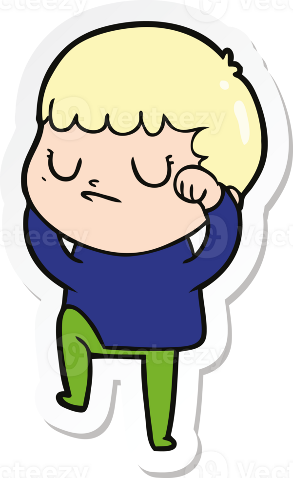 sticker of a cartoon grumpy boy png