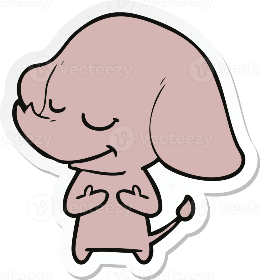 sticker of a cartoon smiling elephant png