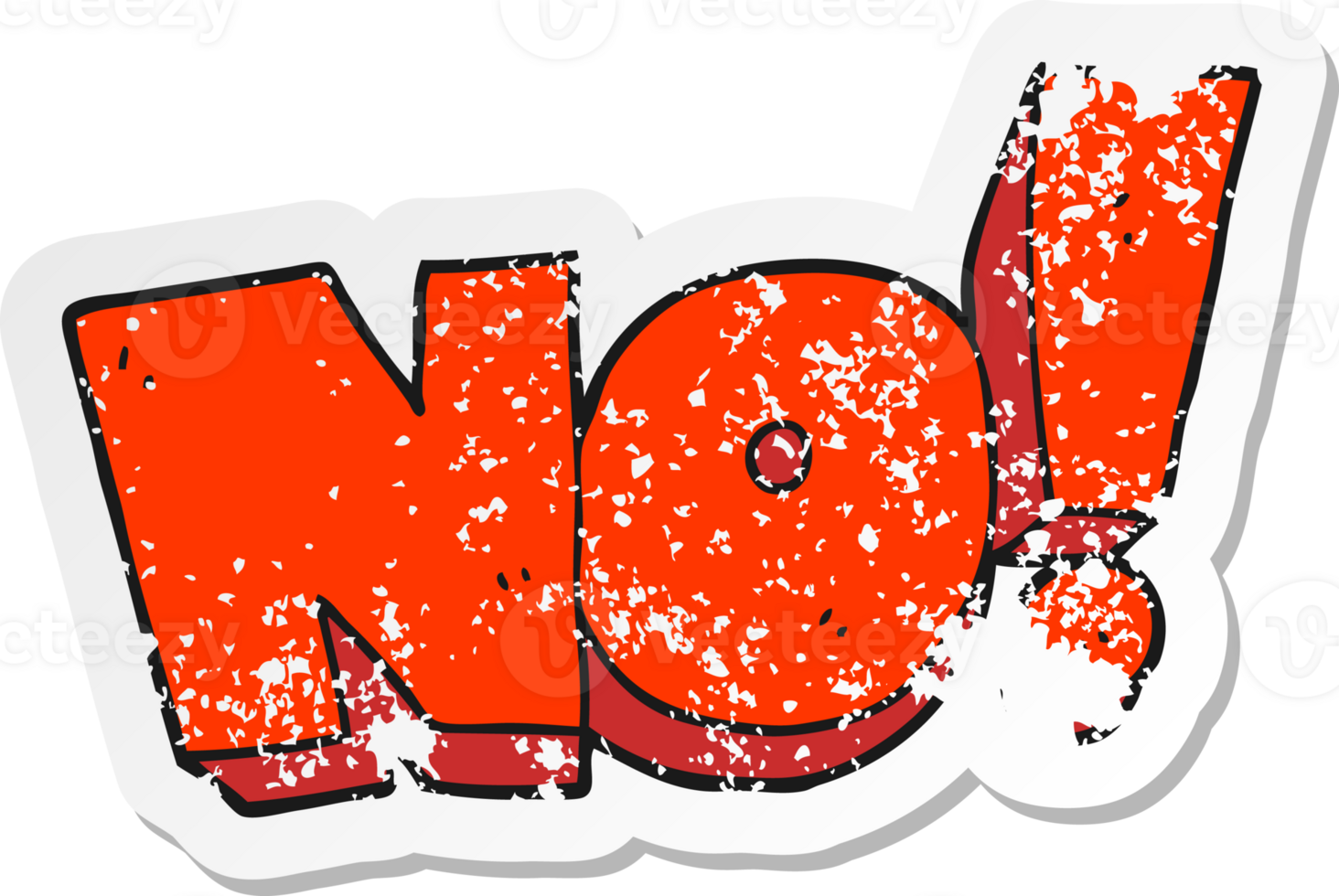 retro distressed sticker of a cartoon NO shout png