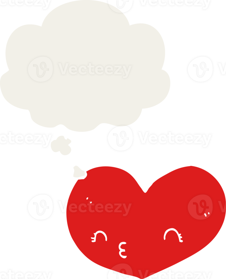 tecknad kärlekshjärta och tankebubbla i retrostil png