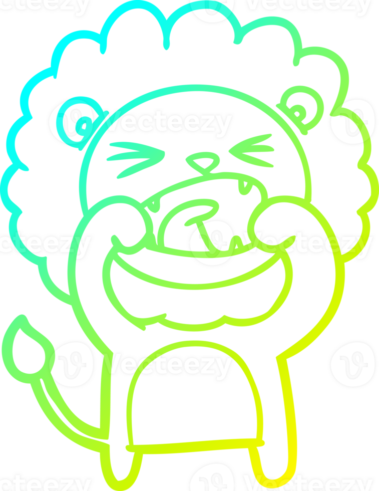 cold gradient line drawing cartoon lion png