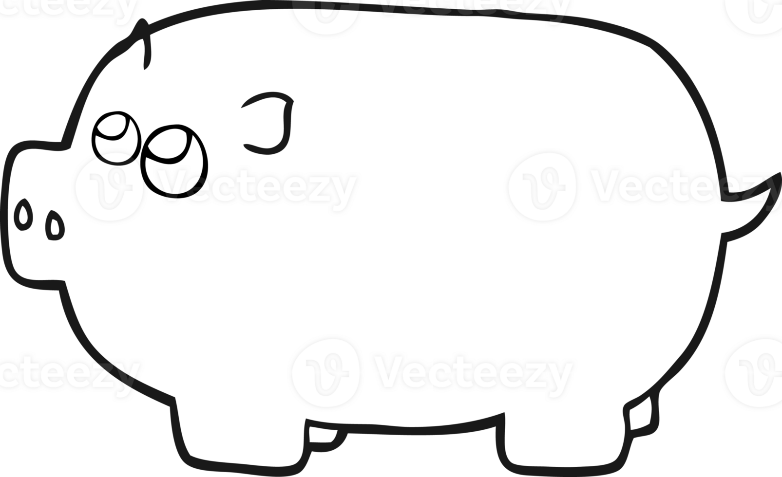 black and white cartoon piggy bank png