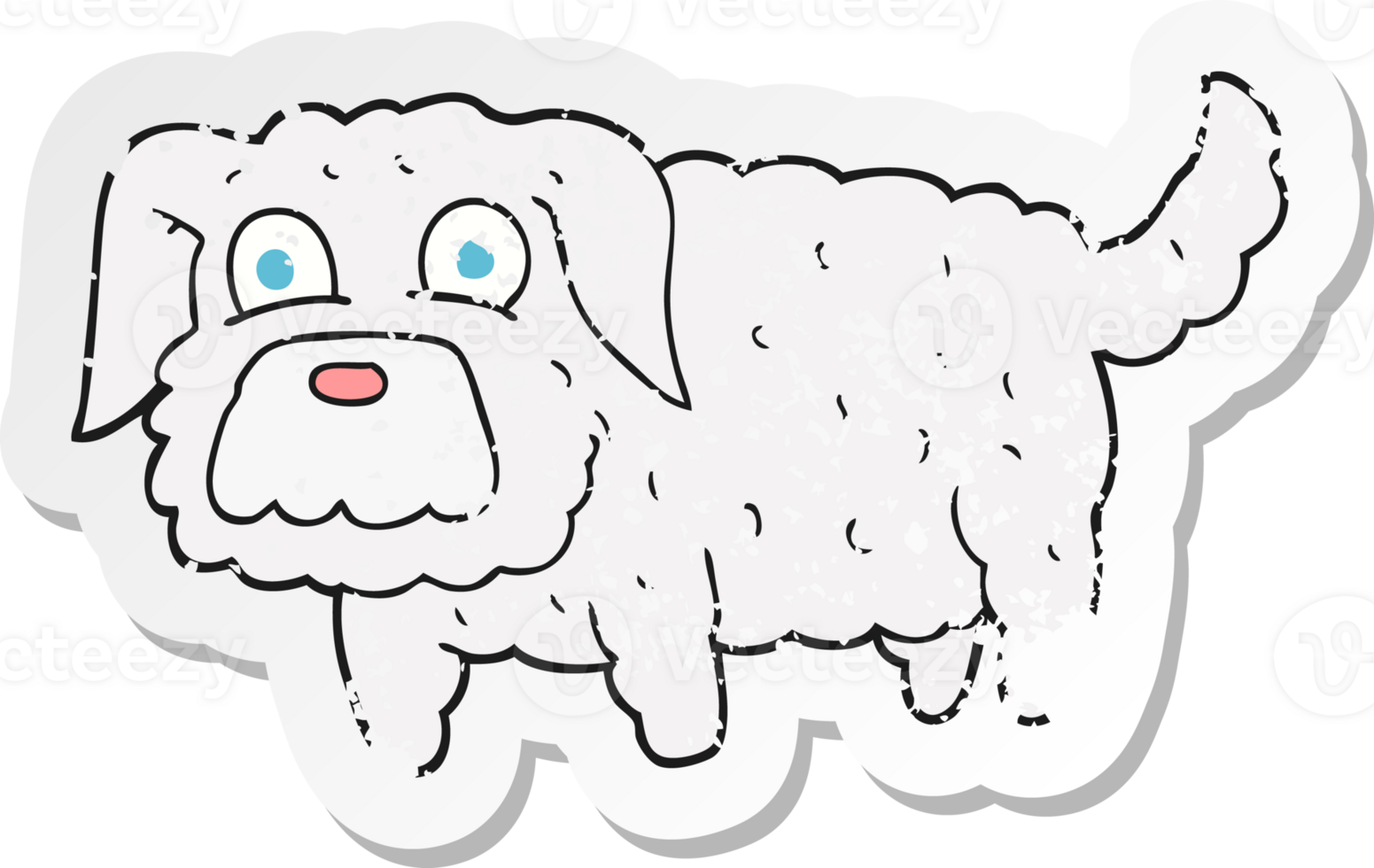 retro distressed sticker of a cartoon small dog png