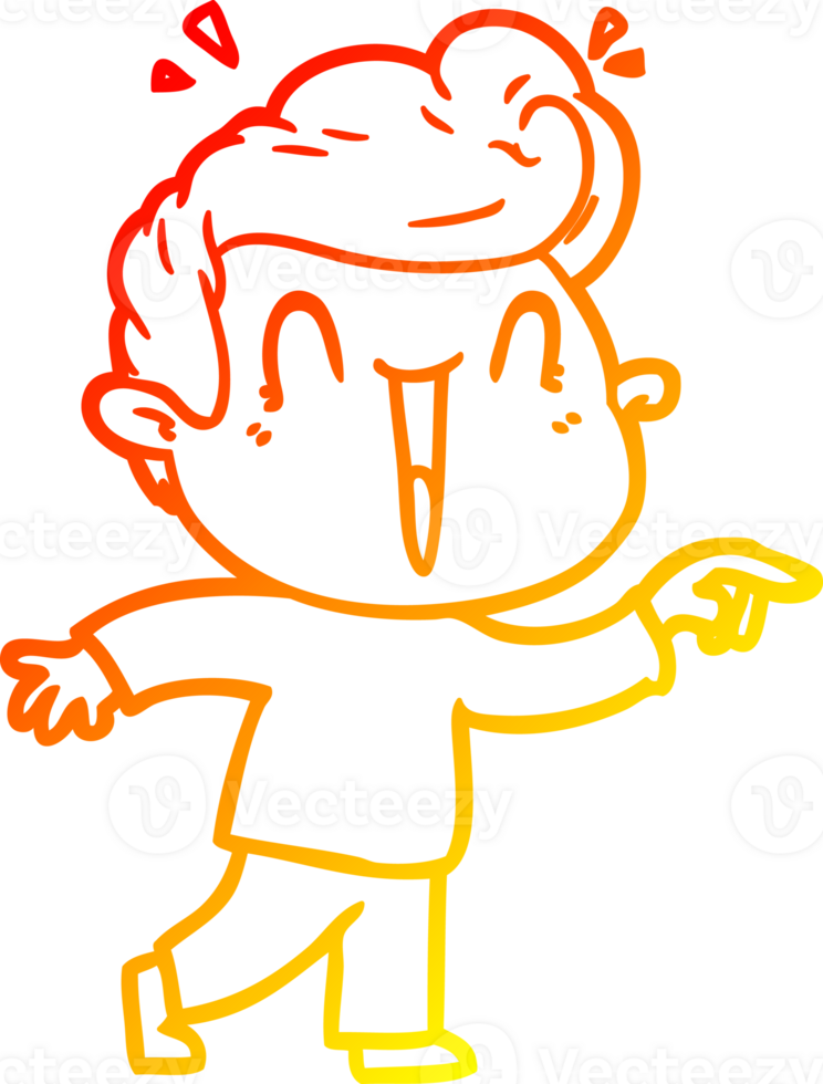 warm gradient line drawing cartoon excited man png