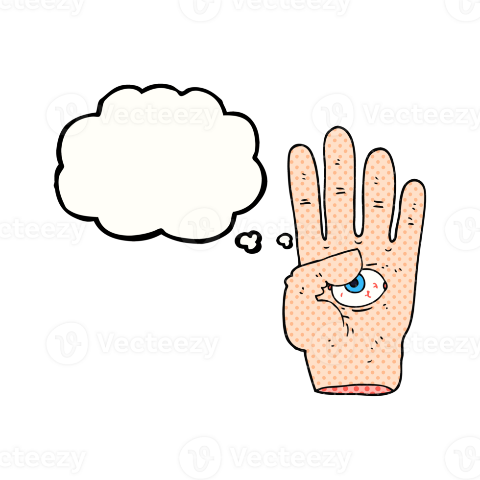 thought bubble cartoon spooky hand with eyeball png