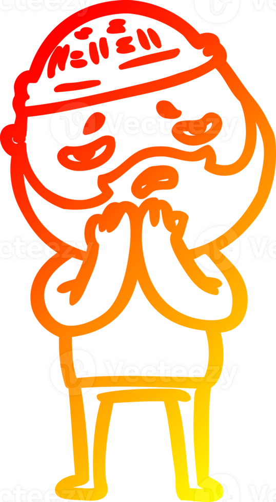 warm gradient line drawing cartoon worried man with beard png
