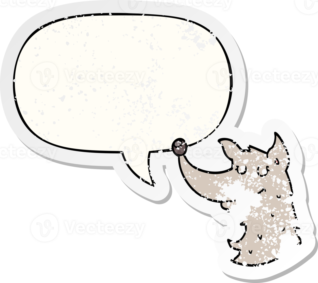 cartoon wolf and speech bubble distressed sticker png