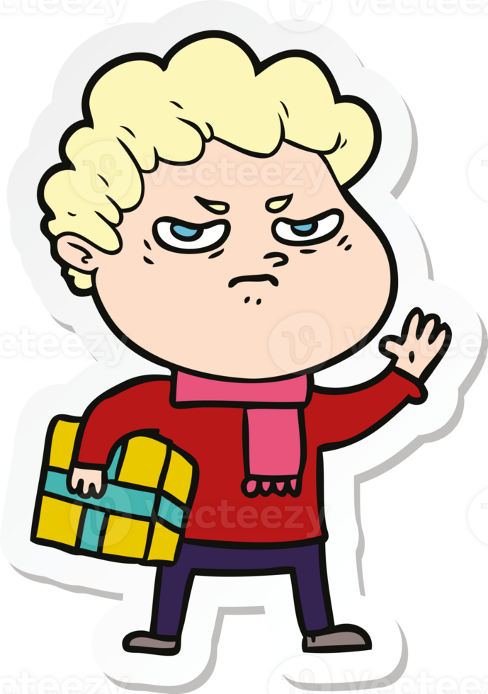 sticker of a cartoon angry man png