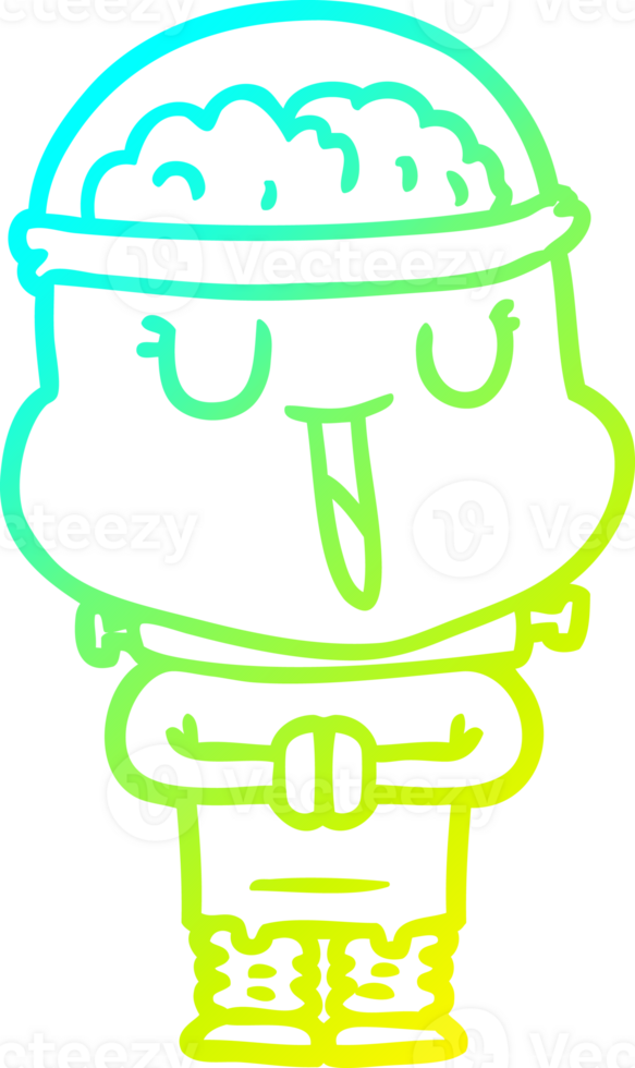 cold gradient line drawing happy cartoon robot png