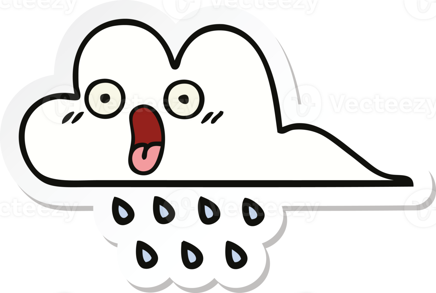 sticker of a cute cartoon rain cloud png