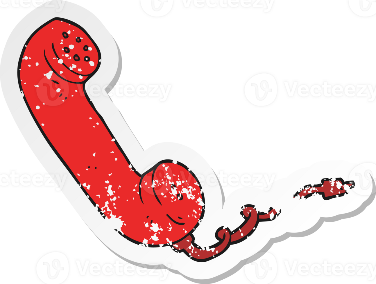 retro distressed sticker of a cartoon telephone receiver png
